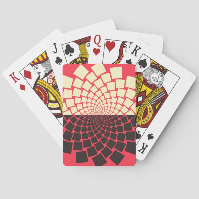 Stylized Flower: Black Red Ivory Poker Cards (Back)