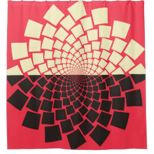 Stylized Flower: Black Red Ivory Shower Curtain