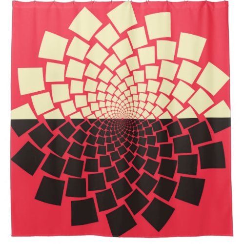 Stylized Flower Black Red Ivory Shower Curtain