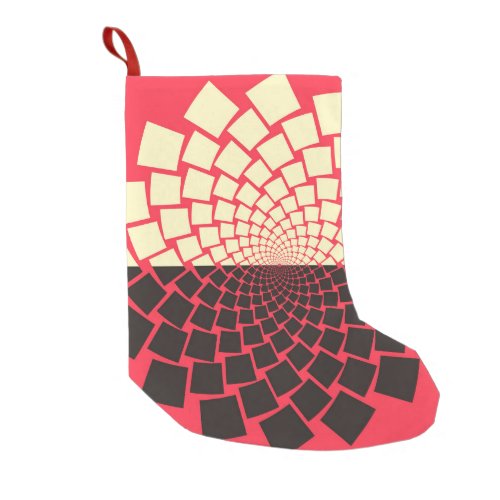 Stylized Flower Black Red Ivory Small Christmas Stocking