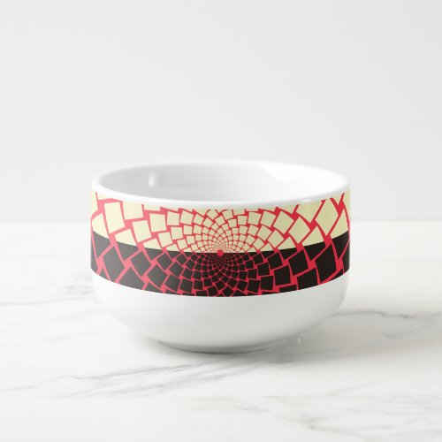 Stylized Flower Black Red Ivory Soup Mug
