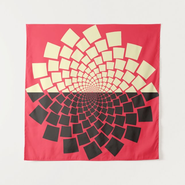 Stylized Flower: Black Red Ivory Tapestry (Front)