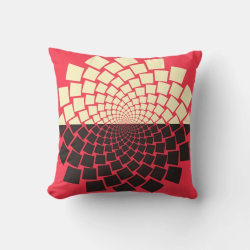 Stylized Flower Black Red Ivory Throw Pillow
