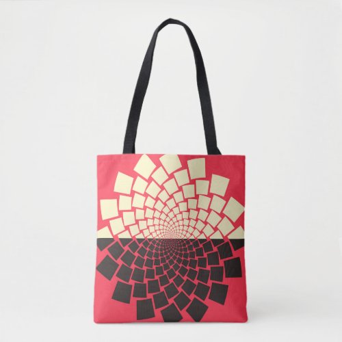 Stylized Flower Black Red Ivory Tote Bag