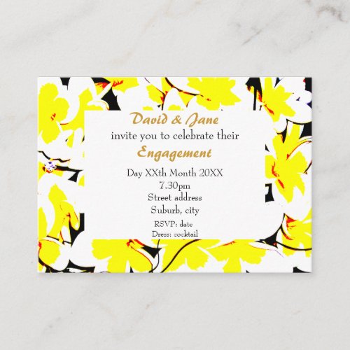stylized flower bouquet invite business card