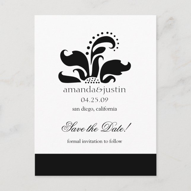 Stylized Flower Logo SaveTheDates Announcement Postcard (Front)