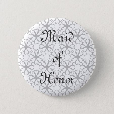 Stylized Flower Maid Of Honor Button