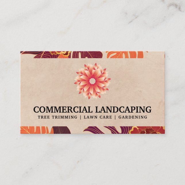 Stylized Flower | Palm Leaves Business Card (Front)