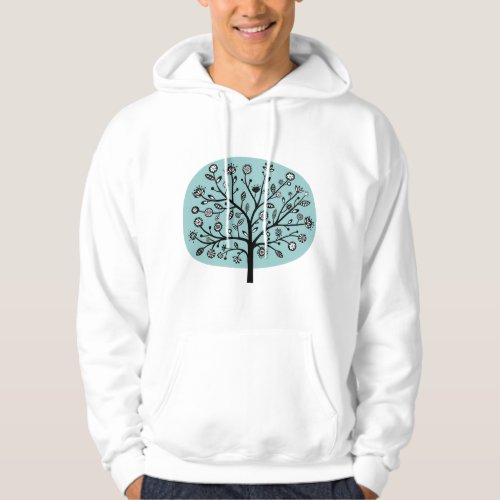 Stylized Flower Tree _ Light Blue Green Hoodie