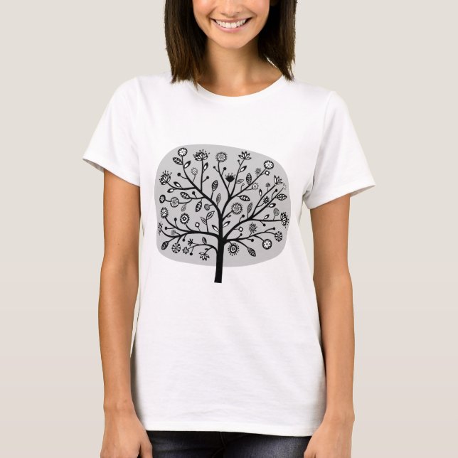 Stylized Flower Tree - Light Gray T-Shirt (Front)