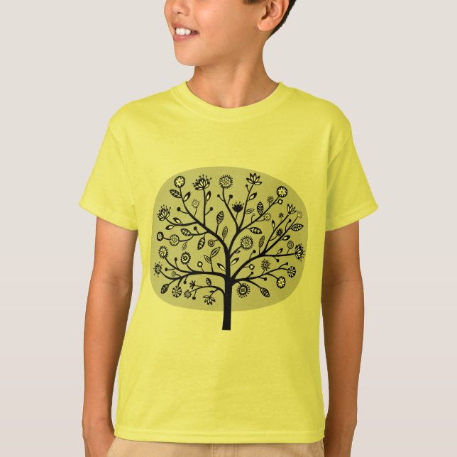 Stylized Flower Tree - Light Gray T-Shirt (Front)