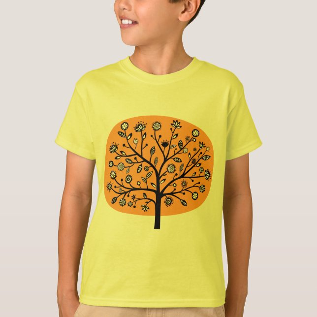 Stylized Flower Tree - Light Orange T-Shirt (Front)
