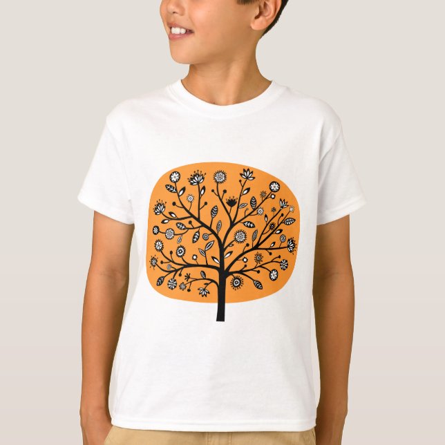 Stylized Flower Tree - Light Orange T-Shirt (Front)