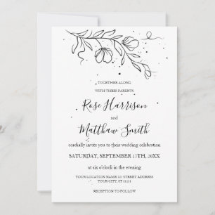 Stylized flowering branch and drops of ink invitation