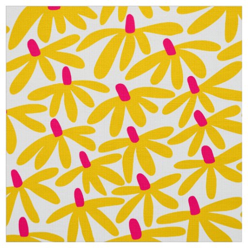 Stylized Flowers - Amber, Crimson and White Fabric