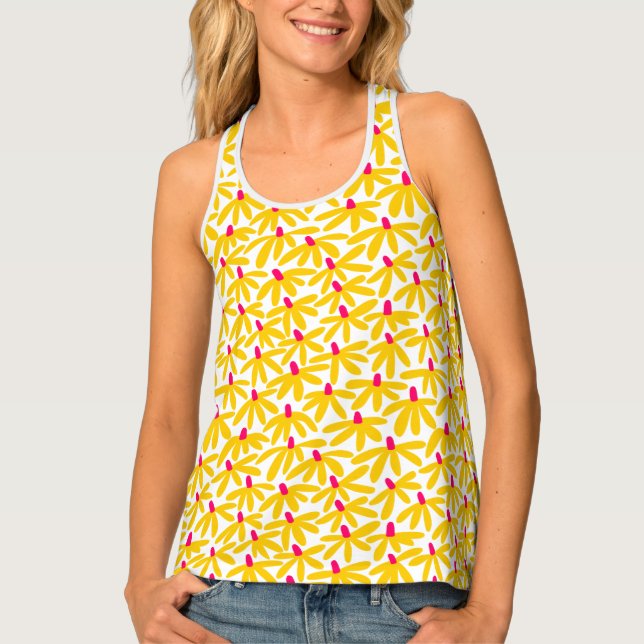Stylized Flowers - Amber, Crimson and White Tank Top (Front)