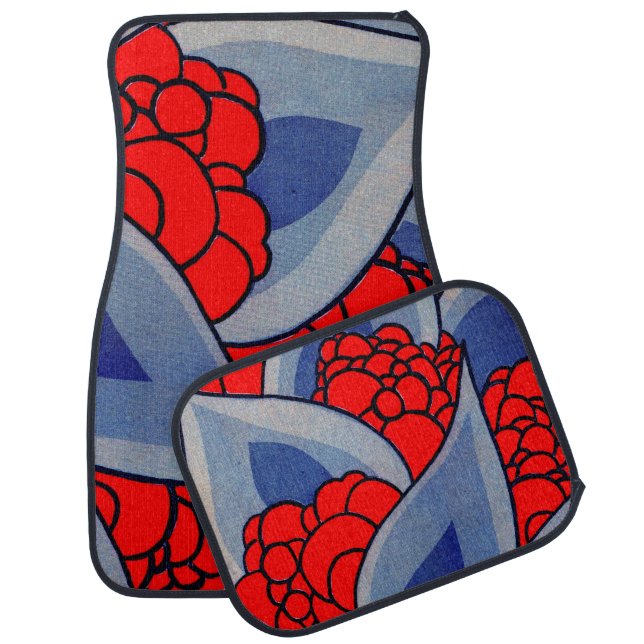 stylized flowers and leaves car floor mat (Set)