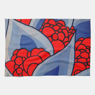 stylized flowers and leaves kitchen towel
