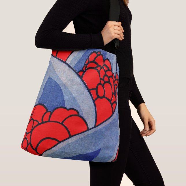 stylized flowers and leaves print crossbody bag (Close Up)