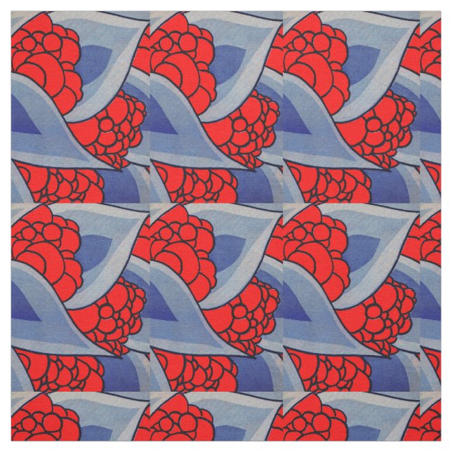 stylized flowers and leaves print fabric (Swatch)