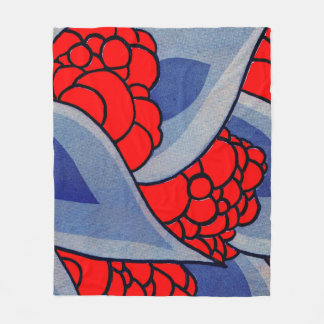 stylized flowers and leaves print fleece blanket