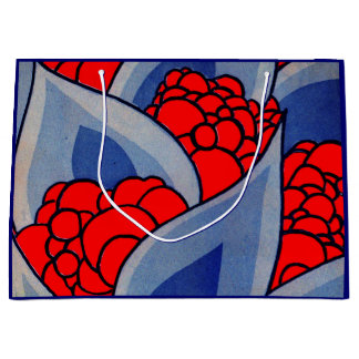 stylized flowers and leaves print large gift bag