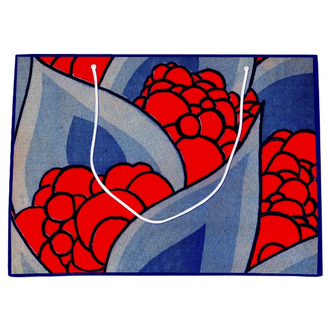 stylized flowers and leaves print large gift bag (Front)