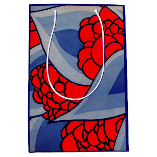 stylized flowers and leaves print medium gift bag