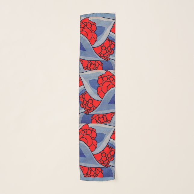 stylized flowers and leaves print scarf (Front)