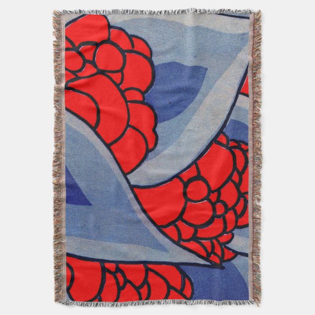 stylized flowers and leaves print throw blanket (Front Vertical)