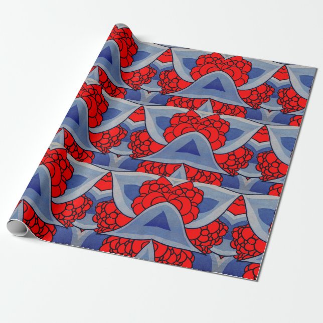 stylized flowers and leaves wrapping paper (Unrolled)