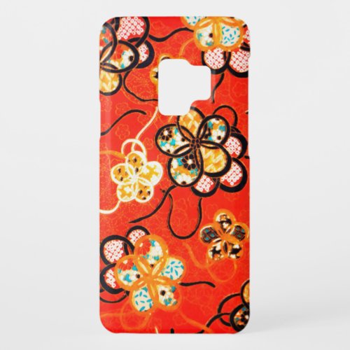 STYLIZED FLOWERS BLACK WHITE RIBBONS BRIGHT RED Case_Mate SAMSUNG GALAXY S9 CASE