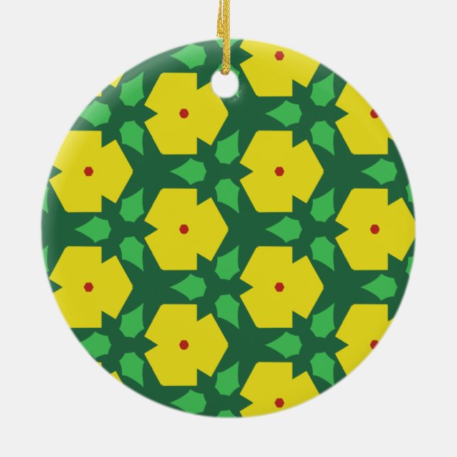 Stylized Flowers Ceramic Ornament (Back)