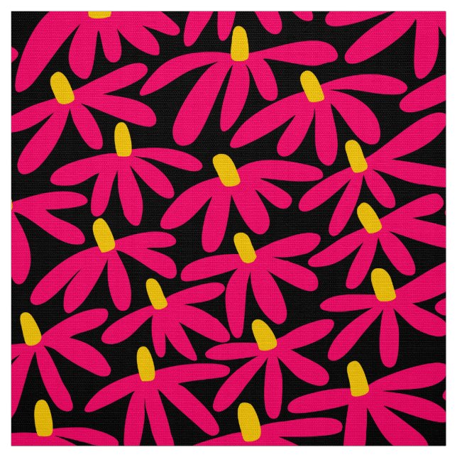 Stylized Flowers - Crimson, Amber and Black Fabric (Swatch)