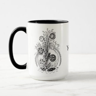 Stylized Flowers Fine Line Illustration -  Mug