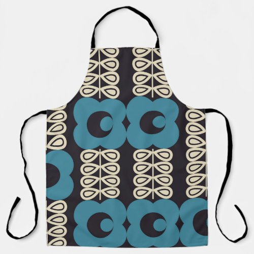 Stylized Flowers Modern Vintage Geometric Apron