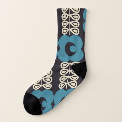 Stylized Flowers Modern Vintage Geometric Socks