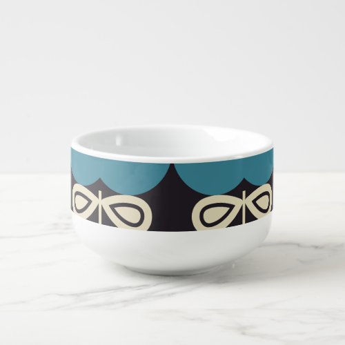 Stylized Flowers Modern Vintage Geometric Soup Mug