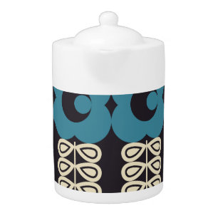 Stylized Flowers: Modern Vintage Geometric. Teapot