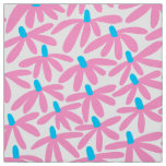 Stylized Flowers - Pink, Sky Blue and White Fabric