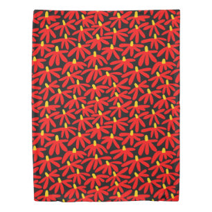 Stylized Flowers - Red, Amber and Black Duvet Cover