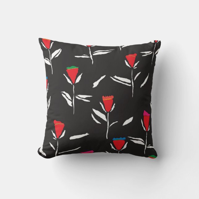 Stylized Flowers: Vintage Pattern Elegance Throw Pillow (Front)