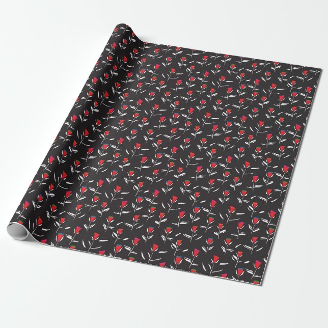 Stylized Flowers: Vintage Pattern Elegance Wrapping Paper (Unrolled)