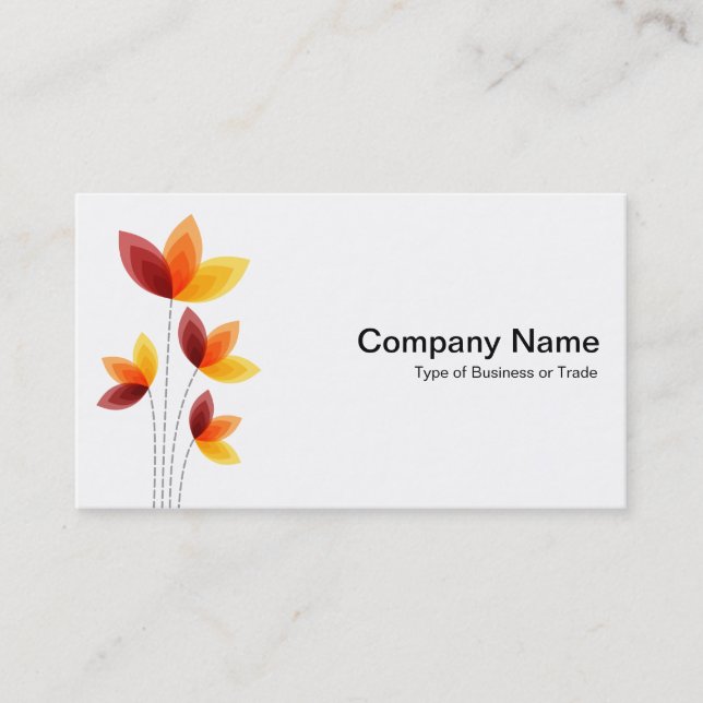 Stylized Flowers - White Business Card (Front)