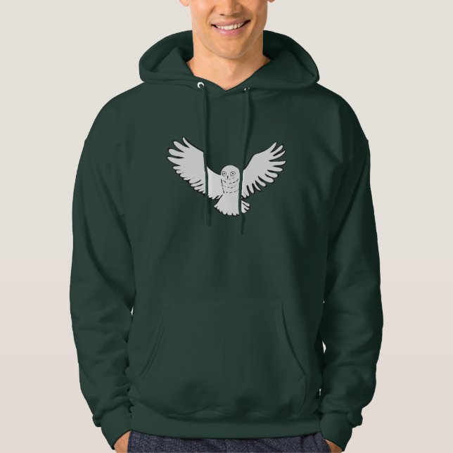 Stylized Flying Snowy Owl Hoodie (Front)