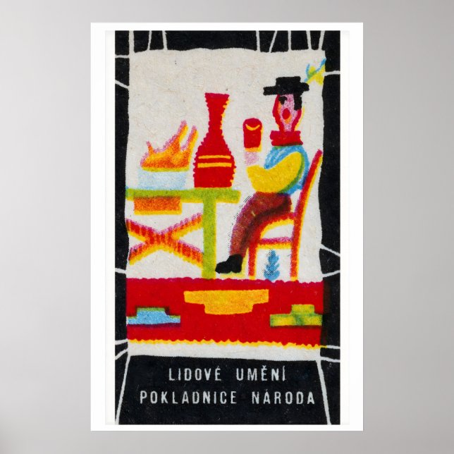 Stylized Folk Art Figure Czechoslovakia Poster (Front)