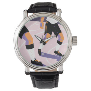 Stylized Football Players Dribbling a Soccer Ball Watch