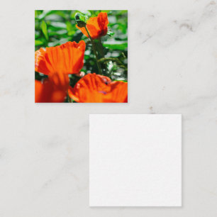 Stylized Garden Red Orange Poppy Flowers Enclosure Card