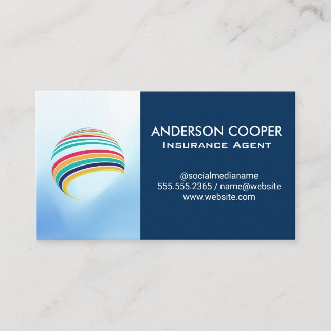 Stylized Global Logo | Corporate Modern Business Card (Front)