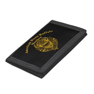 Stylized Gold Bison Illustration in Nature Setting Tri-fold Wallet